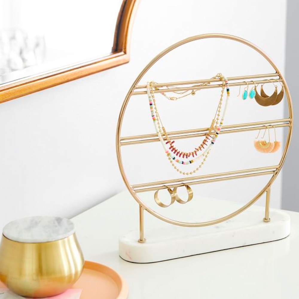 Marble and Gold Lacquered Earring Holder
